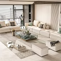 Modern Beige Sofa and Coffee Table Set With Glass Top Throw Pillows and Area Rug