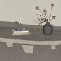 Quiet Wind Tea Table Dry Ornaments Book Ornaments Cave Stone Coffee Table 3d model