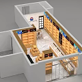 Efficient Retail Store Interior Layout With Shelves And Display Racks In Bird's Eye View Planning