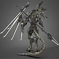 Mechanical Character Biomechanical Creature With Intricate Armor Sharp Blades And Detailed Design