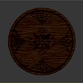 Classic Wooden Round Table With Patterned Tabletop And Intricate Carved Legs