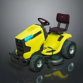 Electric Yellow Ride On Lawn Mower With Steering Wheel Seat And Large Wheels