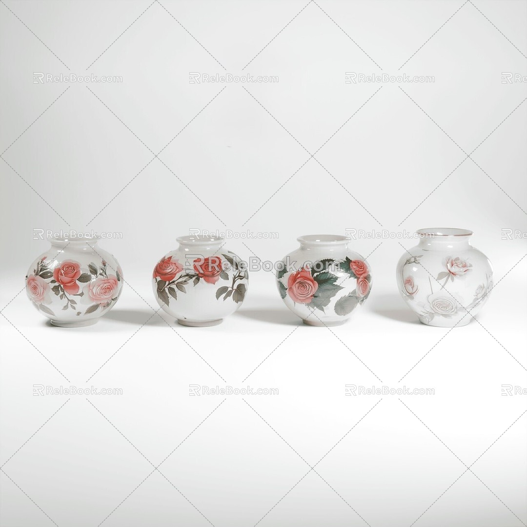 Modern vase porcelain combination 3d model