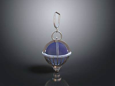 Elegant Silver Pendant With Blue Sphere And Intricate Cage Structure Design 3d model