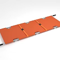 Commercial Stretcher with Orange Pad Metal Frame Black Handles and Straps for Medical Use