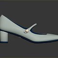 Women's Light Mary Jane Shoes Featuring Square Toe Block Heel Blue Interior Buckle