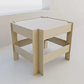 Modern Minimalist Light Beige Stool With Square Seat And Cross Support Design