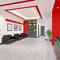 Educational Institute Reception Area With Red White Walls Front Desk And Display Panels