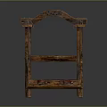 Vintage Traditional Wooden Chair With Crossed Legs Ornate Carved Armrests Red Accents