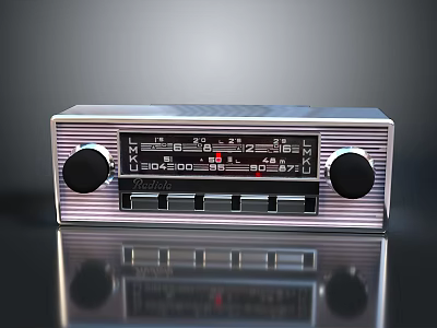 Vintage Electronic Radio Receiver With Classic Knobs Tuning Dial And Retro Style 3d model