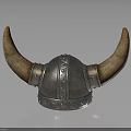 Viking Weapon Helmet With Horned Design And Metal Riveted Construction