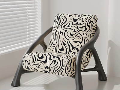 Modern Leisure Chair With Zebra Pattern Black Frame And Upholstered Fabric 3d model