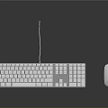 White Wired Keyboard And Matching Mouse Set For Modern Electronic Devices 3d model