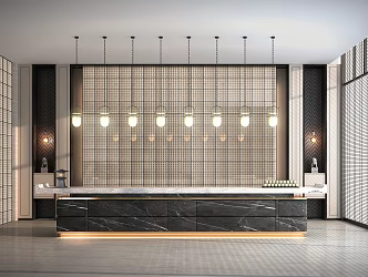 New Chinese Front Desk Reception Hall 3d model
