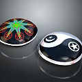 Colorful Star Pattern And Black White Yin Yang Symbol Round Coasters For Home Decor