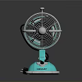 Vintage Style Turquoise Computer Fan With Metal Blades And Base