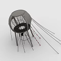 Jellyfish Inspired Dome Structure With Long Legs And Red Accent Dots 3d model