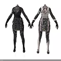 Fashion Apparel Design On Mannequins With Contrasting Color Patterns And Details