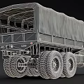 Military Utility Truck With Canvas Cover White Star Logo And Multiple Wheels