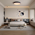 Modern Kids Room Interior With Bed Rug Toys And Moon Stars Wall Decor