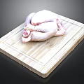 Fresh Raw Chicken Placed on Wooden Cutting Board for Preparation