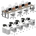 Modern Office Desks With Multiple Workstations Computer Monitors And Rolling Chairs 3d model