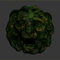 Artistic Green And Orange Lion Head Furniture Decoration With Textured Design