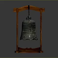 Elegant Classic Decorative Ornament Set with Wooden Frame and Bronze Bell Featuring Intricate Patterns