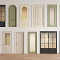 Various Styles of Swing Doors with Glass Inserts and Multiple Color Options