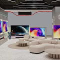 Modern Philips Electronics Mall Counter With Large Screen TVs And Sofa Seating 3d model