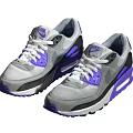 Nike Air Max Sneakers Gray Purple And Black Upper With White Laces And Cushioned Sole