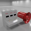 Industrial Equipment Featuring Control Console With Display Screens And Red Ventilation Fan