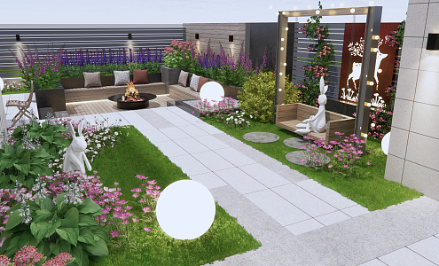 Modern Garden Courtyard Garden 3d model