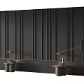 Modern Wooden Slatted Accent Wall With Side Tables And Lighting Fixtures
