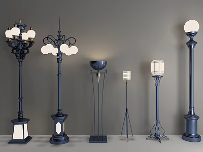 Outdoor Lights Featuring Various Decorative Styles And Metal Frames For Garden Decoration 3d model