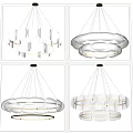 Elegant Modern Chandeliers Featuring Layered Circular Design And Transparent Glass Elements 3d model