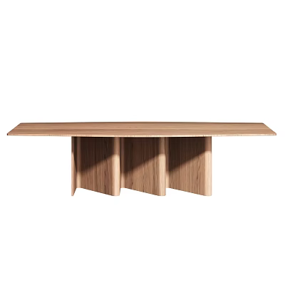 Modern Minimalist Wooden Dining Table With Rectangular Tabletop And Vertical Leg Panels 3d model