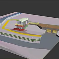 Small Building Design With Yellow Curved Pathway Wooden Railing And Steps