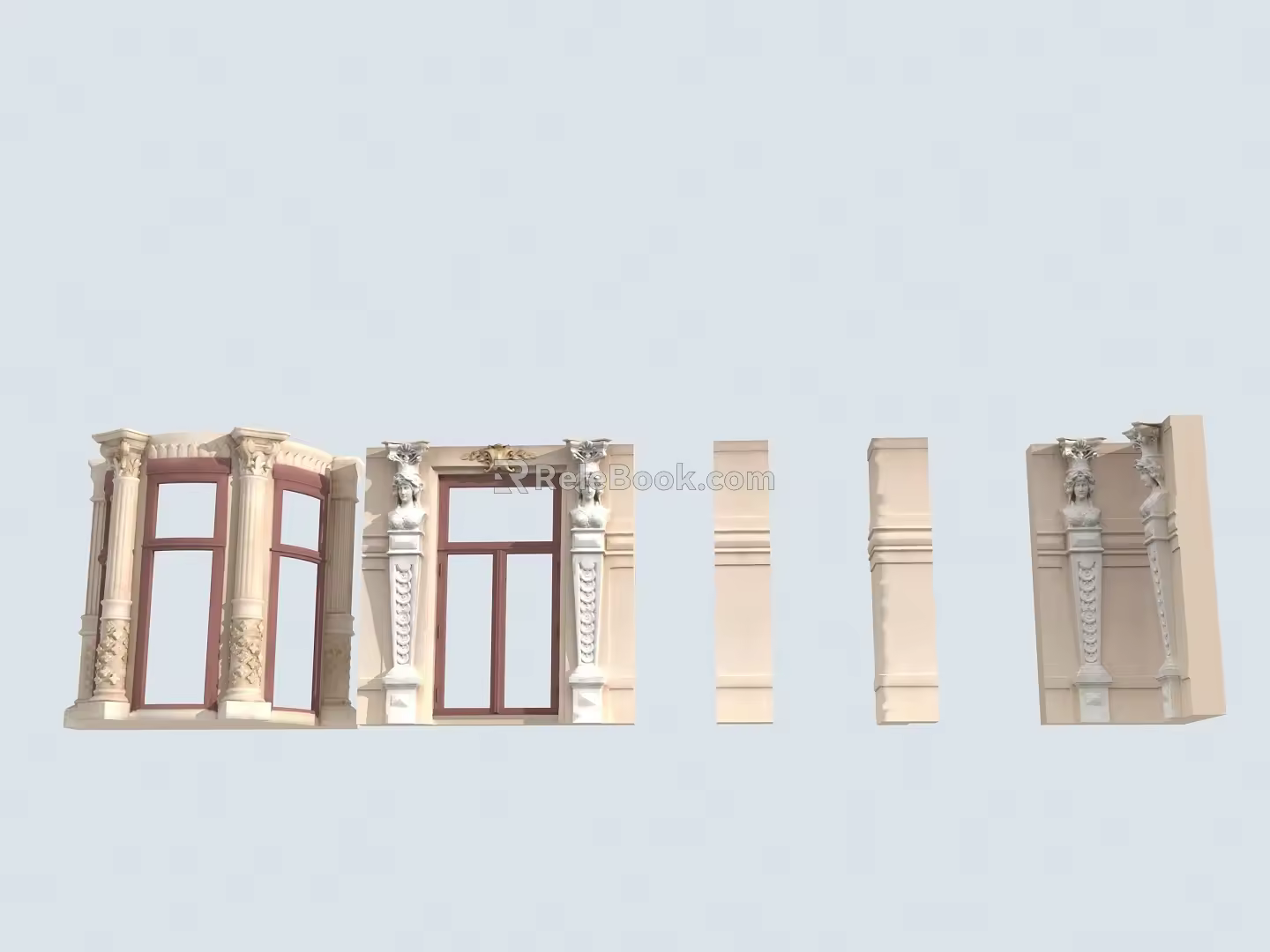 Roman Column European Column Wall Window Frame Combination European Component 3d model