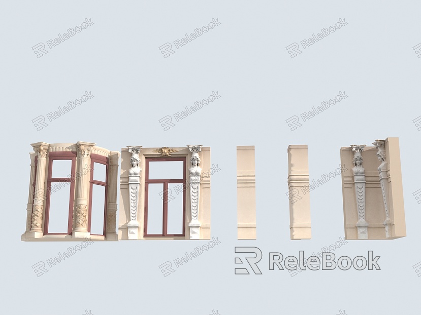 Roman Column European Column Wall Window Frame Combination European Component model