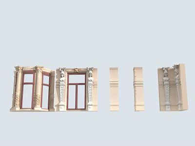 Roman Column European Column Wall Window Frame Combination European Component 3d model