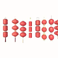 Assorted Traditional Red Chinese Lanterns with Various Designs and Shapes for Festive Decor