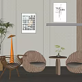Modern leisure table and chair combination leisure seat combination 3d model