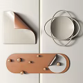 Stylish Modern Wall Decor With Geometric Shapes Leather Accents And Metal Rings