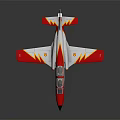 Red and Silver Model Airplane with Flame Patterns on Black Background 3d model
