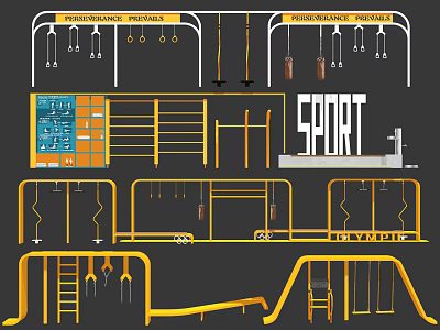 Modern Fitness Equipment Outdoor Fitness Equipment Residential District Sports Equipment Fitness Site Landscape Community Park Exercise Facilities 3d model