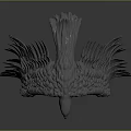 Eagle 3D Model Sculpture With Spread Wings Detailed Feathers Realistic Flying Pose