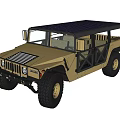 Military Style Hummer SUV With Large Off Road Tires And Metal Grille Doors