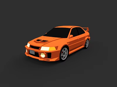 Orange Sleek Sports Car With Aerodynamic Design Rear Spoiler And Wheels 3d model