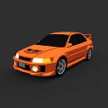 Orange Sleek Sports Car With Aerodynamic Design Rear Spoiler And Wheels